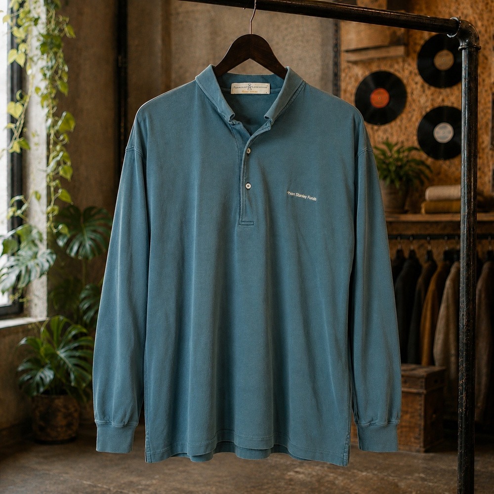 Fairway & Greene Mens XL Morgan Stanley Funds Long Sleeve Polo Shirt Green